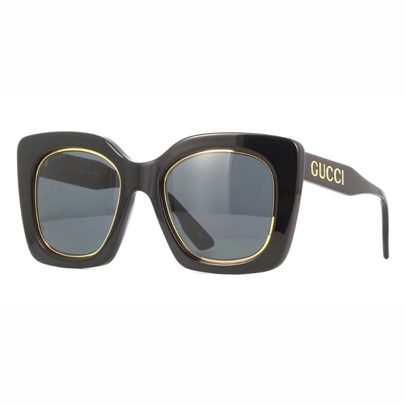 NEW AUTHENTIC GUCCI BLACK GREY SUNGLASSES GUCCI BUTTERFLY WOMEN EYEWEAR - Picture 3 of 5